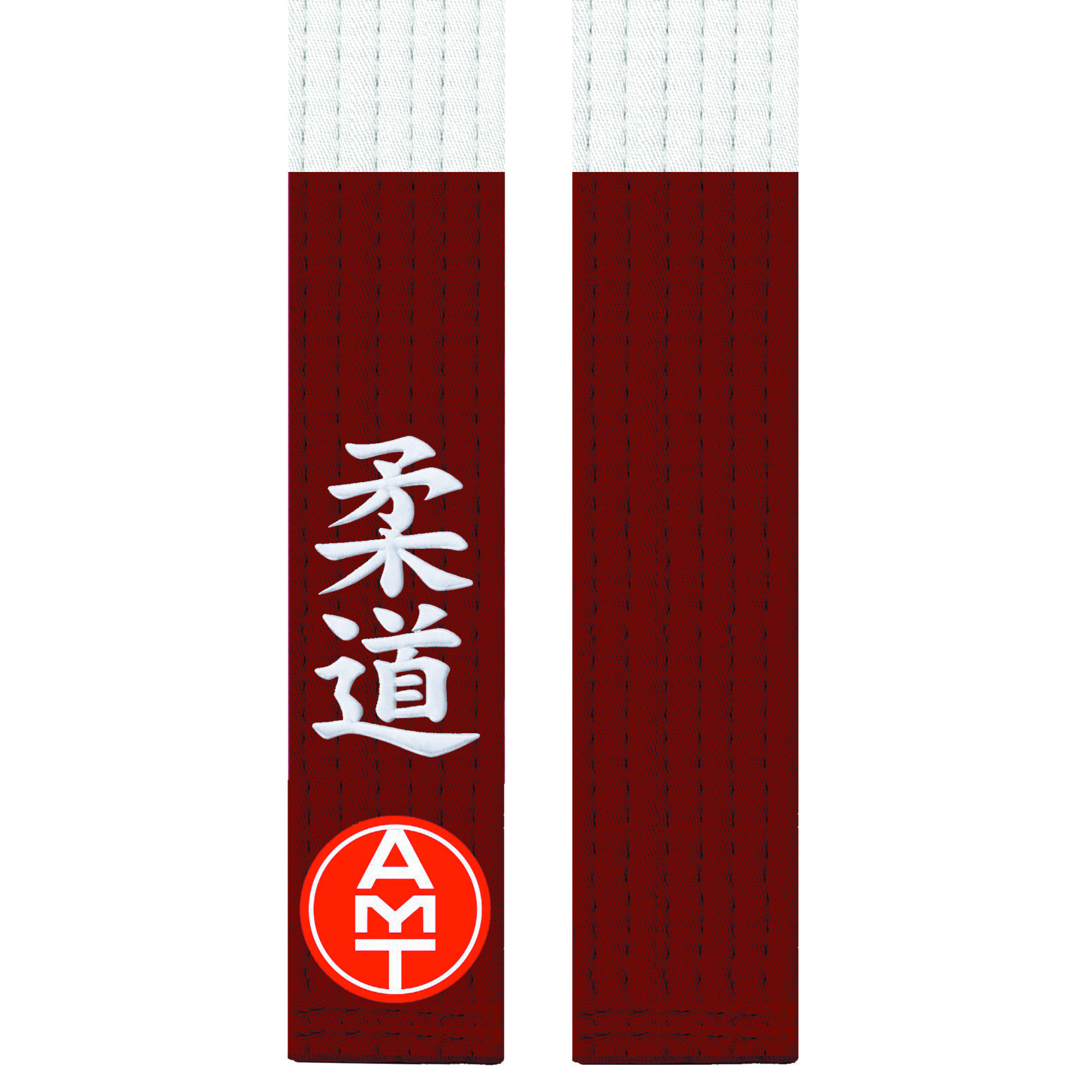 FAIXA DE JUDÔ BRANCA PONTA BORDÔ BRANLINHA PREMIUM BORDADO KANJI