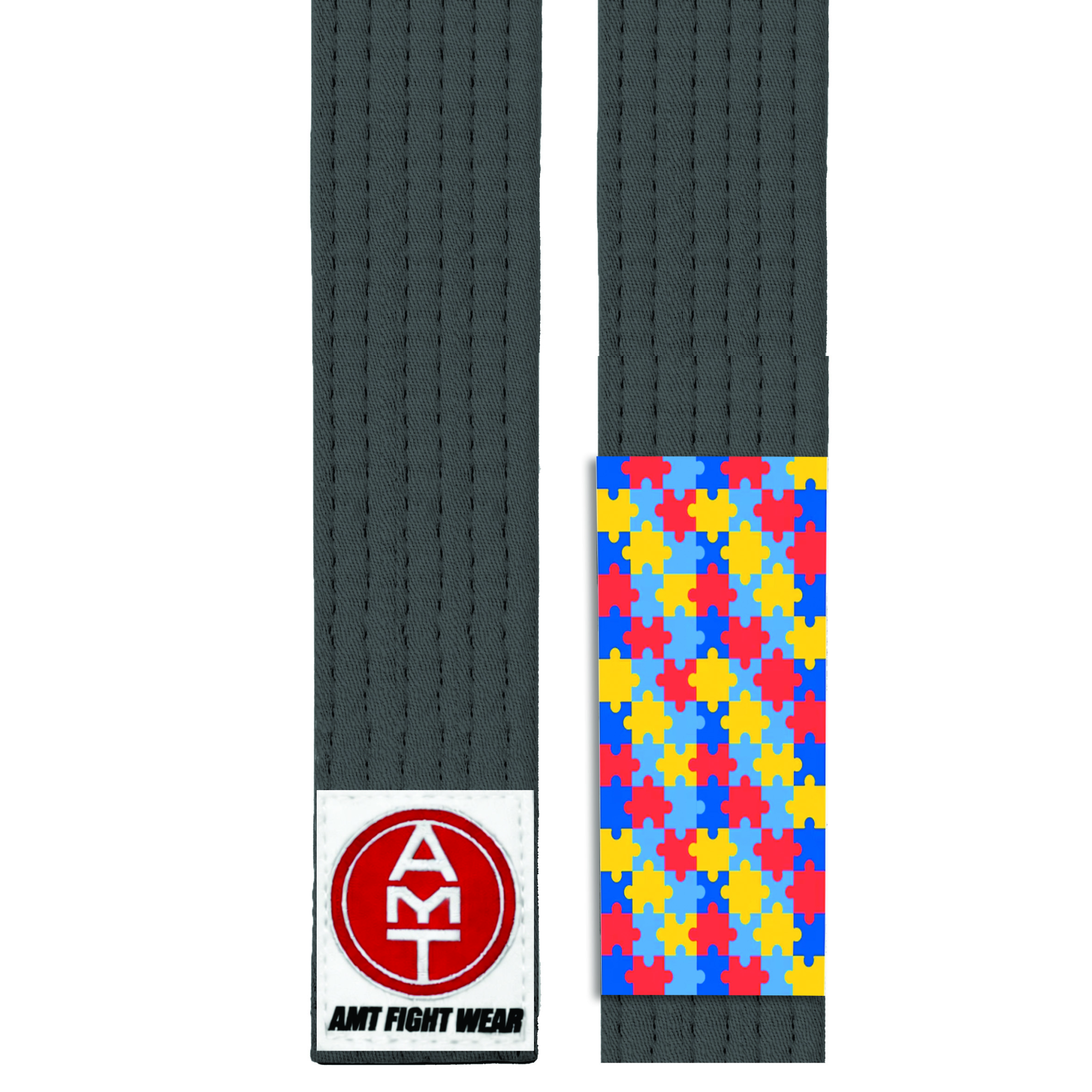 FAIXA DE JIU-JITSU CINZA PONTEIRA AUTISMO - LINHA TRAINING