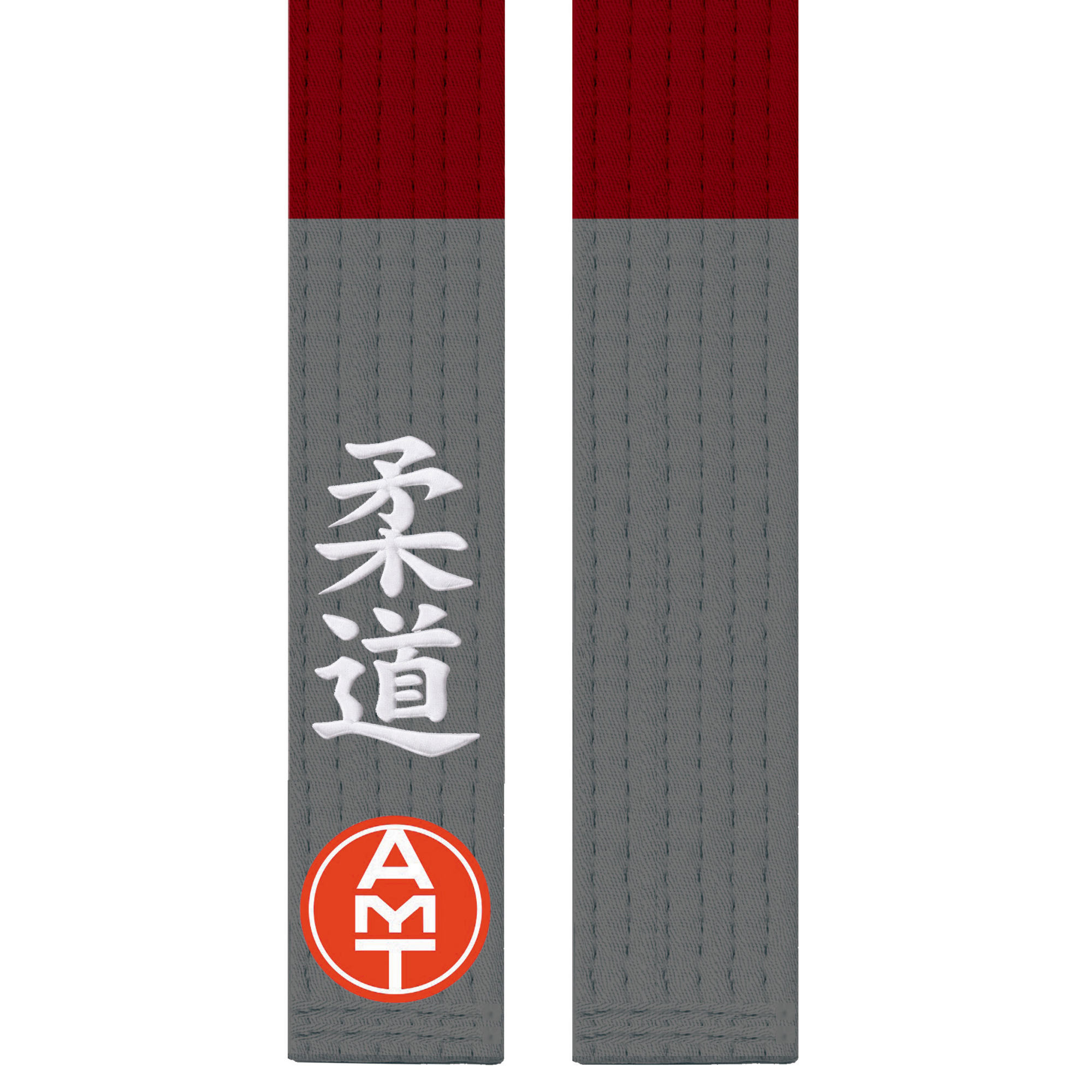 FAIXA DE JUDÔ BORDÔ PONTA CINZA LINHA PREMIUM BORDADO KANJI
